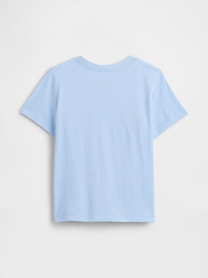 Açık Mavi Grafik Baskılı T-shirt