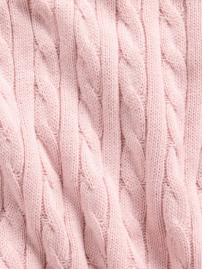 Pembe %100 Pamuk Cable Örgü Triko Şort Etek