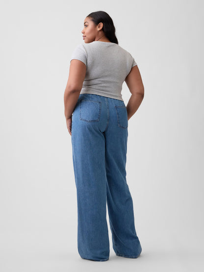 Mavi Mid Rise Pull-on Superlight Wide-leg Jean Pantolon
