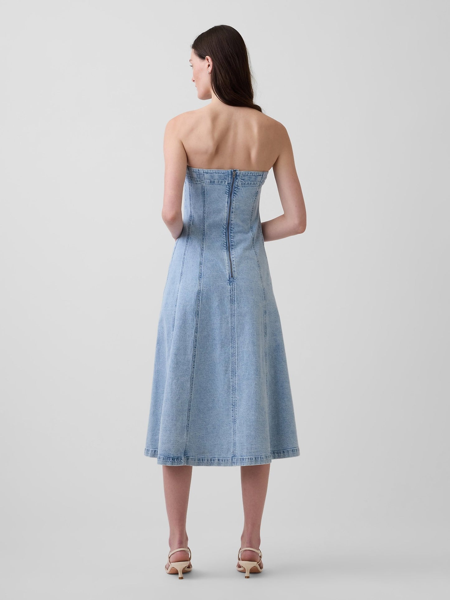 Açık Mavi Denim Midi Elbise