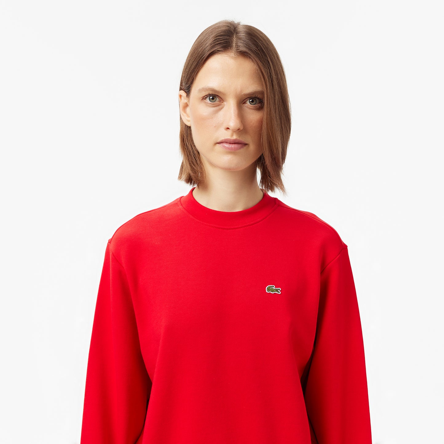Lacoste Kadın Relaxed Fit Bisiklet Yaka Kırmızı Sweatshirt