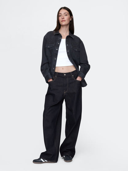Koyu Mavi Extra Baggy Jean Pantolon