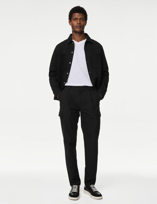 Saf Pamuklu Tapered Fit Kargo Pantolon