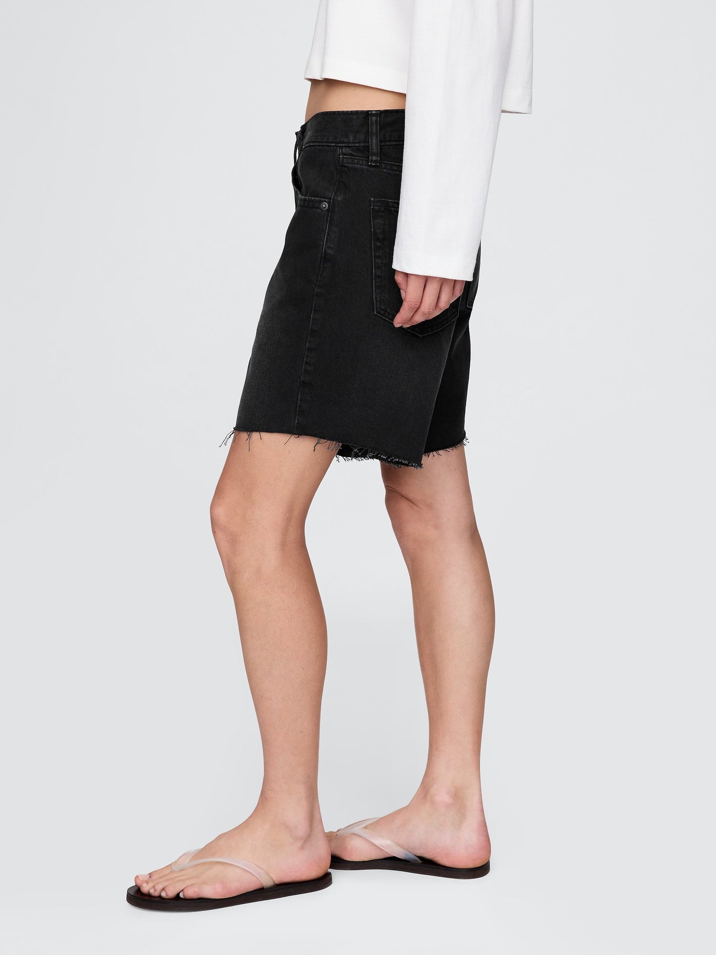 Siyah 8 Mid Rise '90s Loose Denim Bermuda Şort