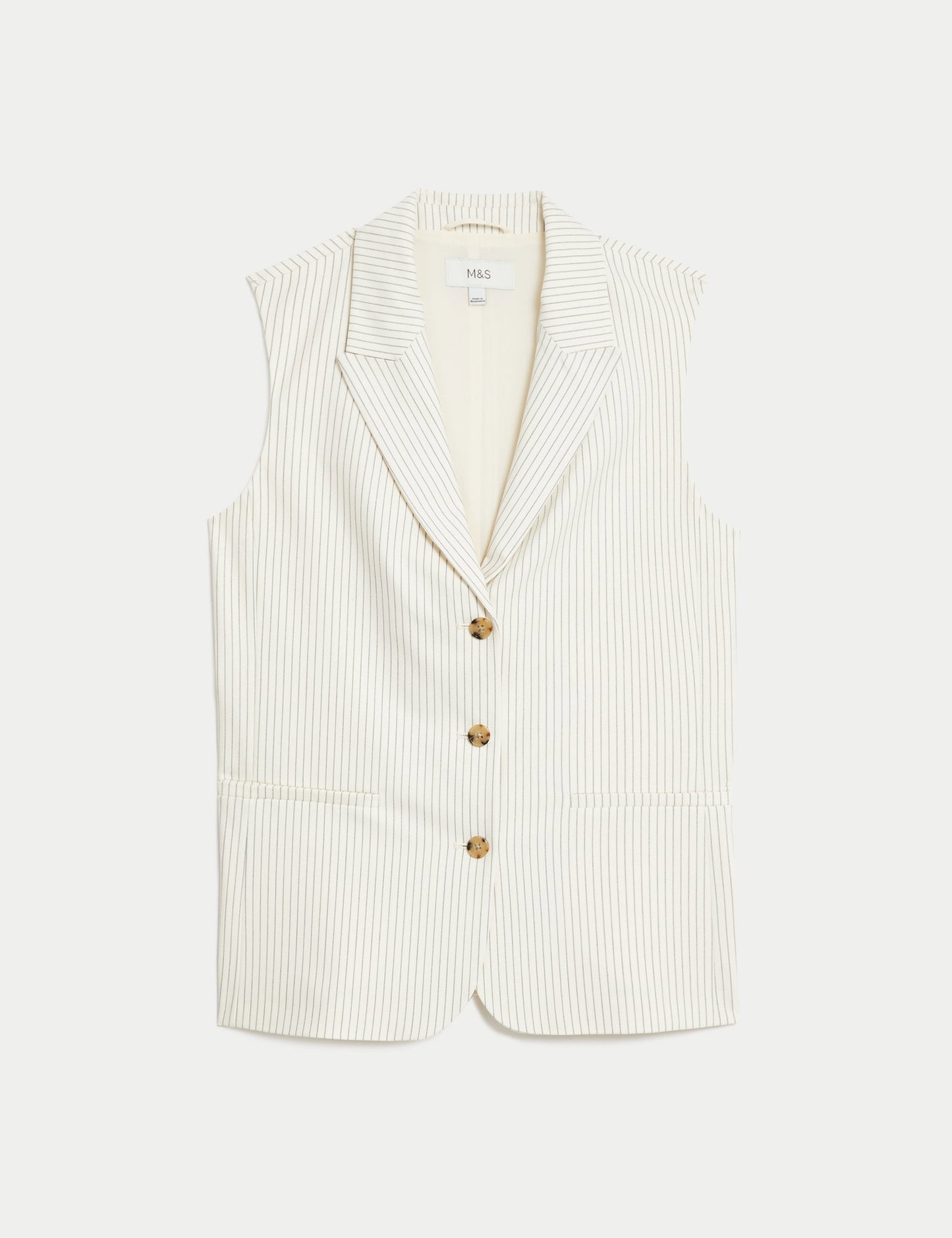 Tailored Fit Çizgili Uzun Klasik Yelek