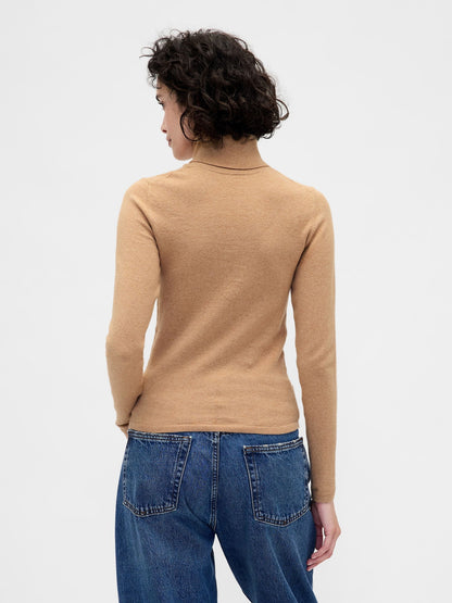 Bej Cashsoft Stretch Turtleneck Kazak