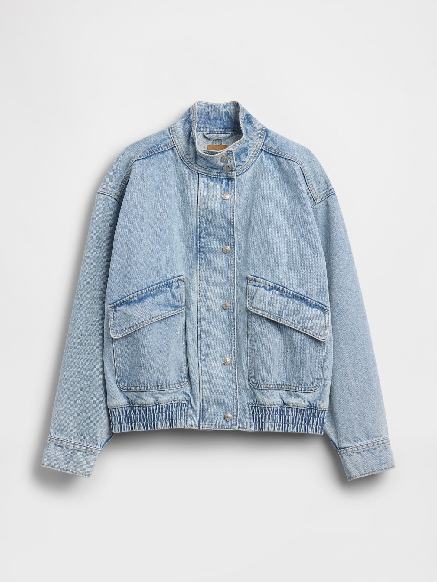 Açık Mavi Oversized Denim Bomber Ceket