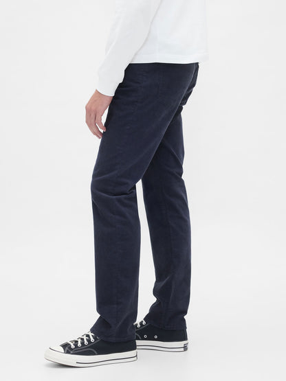 Koyu Mavi Corduroy Straight Pantolon