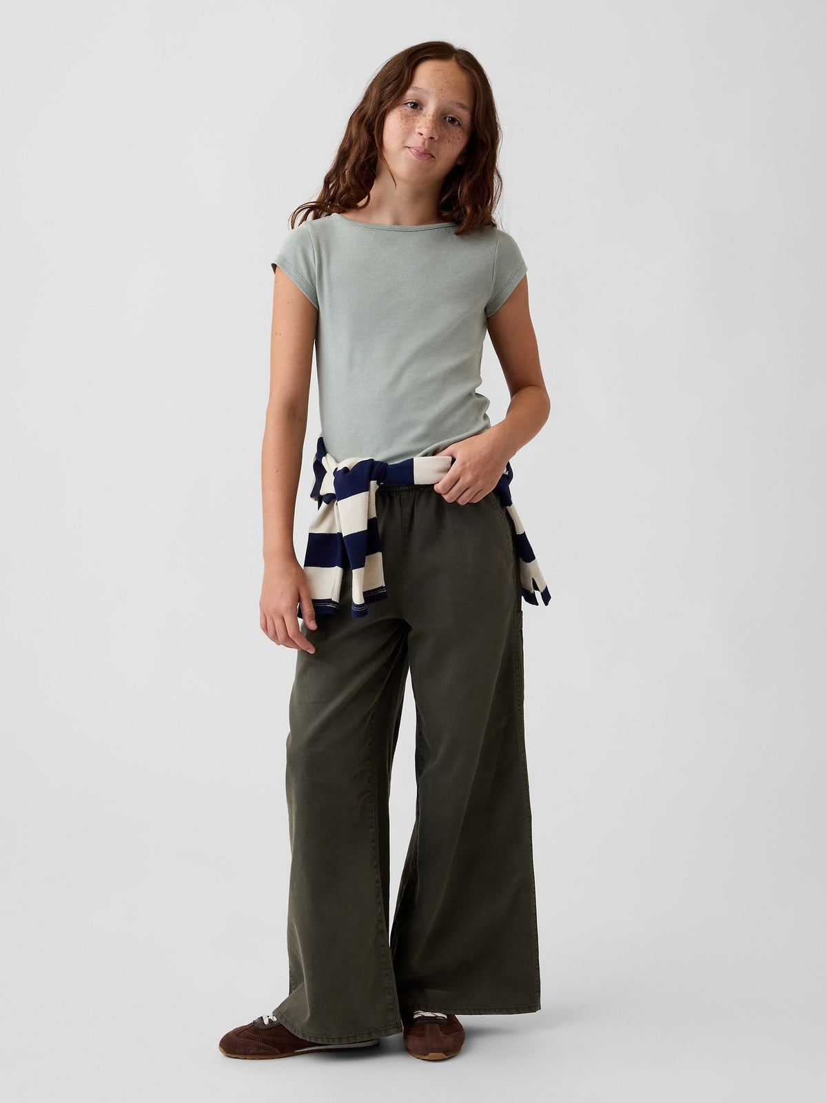 Haki Easy Wide-leg Utility Pantolon