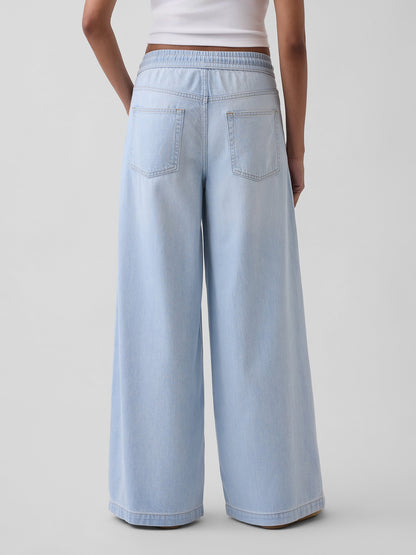 Açık Mavi Mid Rise Ultrasoft Easy Baggy Jean Pantolon