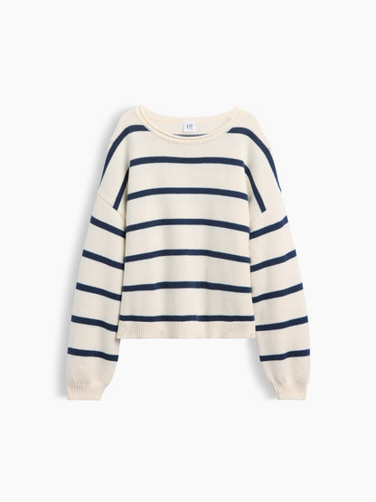 Krem %100 Pamuk Oversized Rollneck Kazak