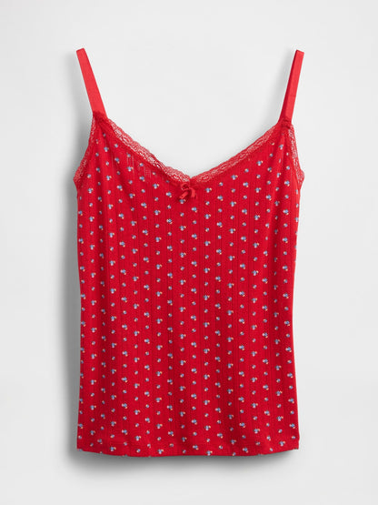Kırmızı Pointelle Pijama Tank Top