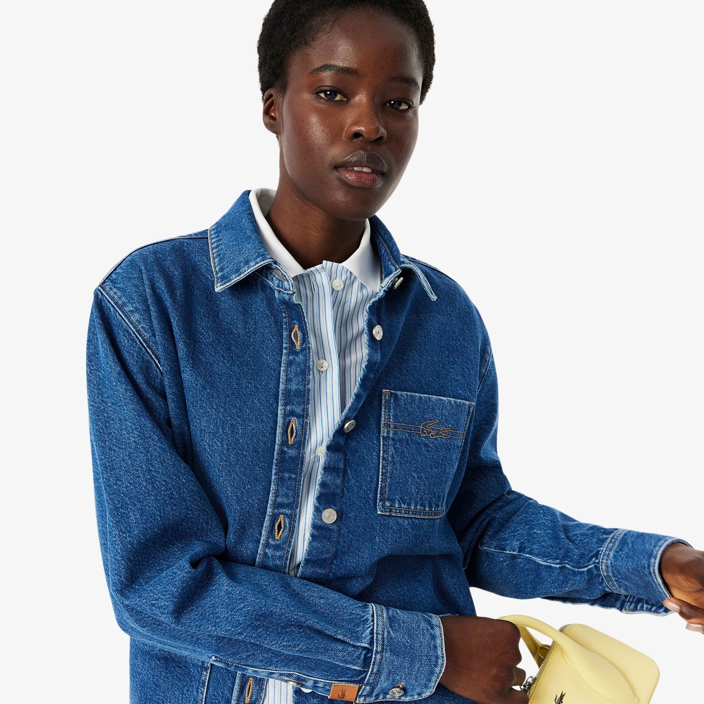 Lacoste Kadın Relaxed Fit Denim Lacivert Ceket