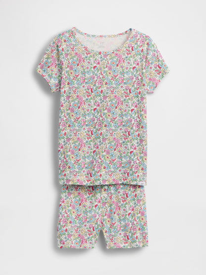 Çok Renkli Organik Brushed Pamuk Pijama Takımı