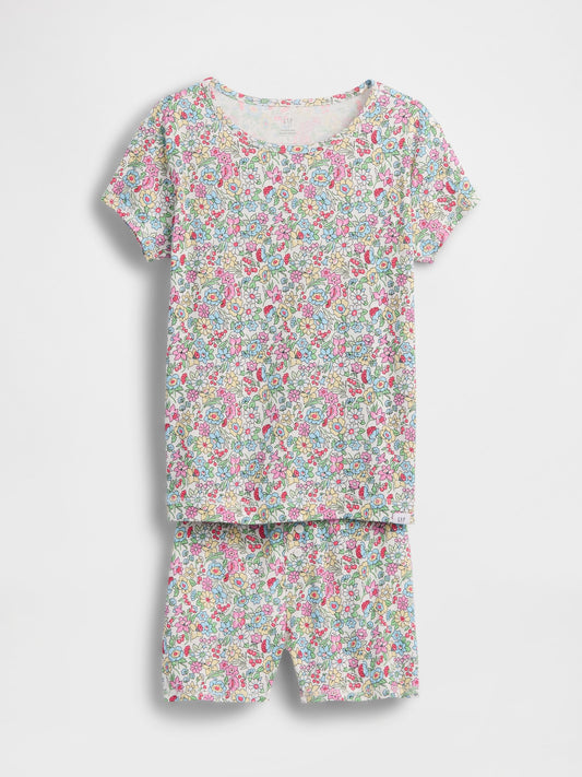 Çok Renkli Organik Brushed Pamuk Pijama Takımı