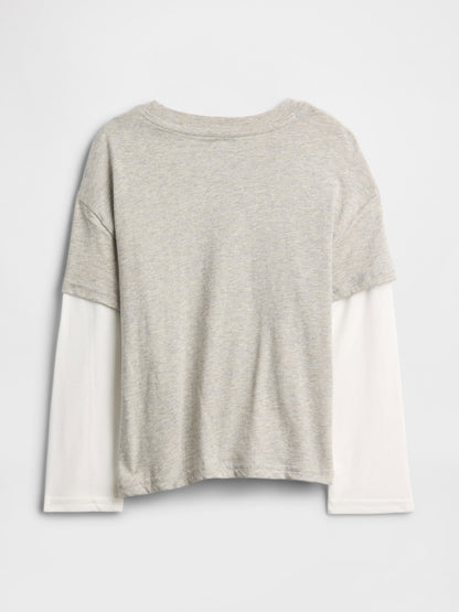 Gri Grafik Baskılı T-shirt