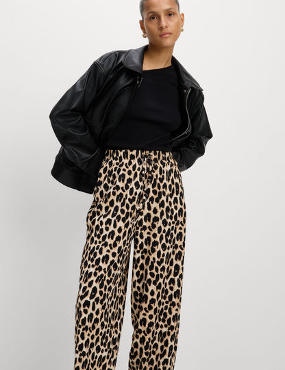 Leopar Desenli Carrot Leg Grazer Pantolon