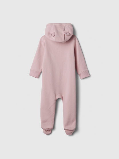 Pembe Gap Logo Kulak Aplikeli Fermuarlı Fleece Tulum