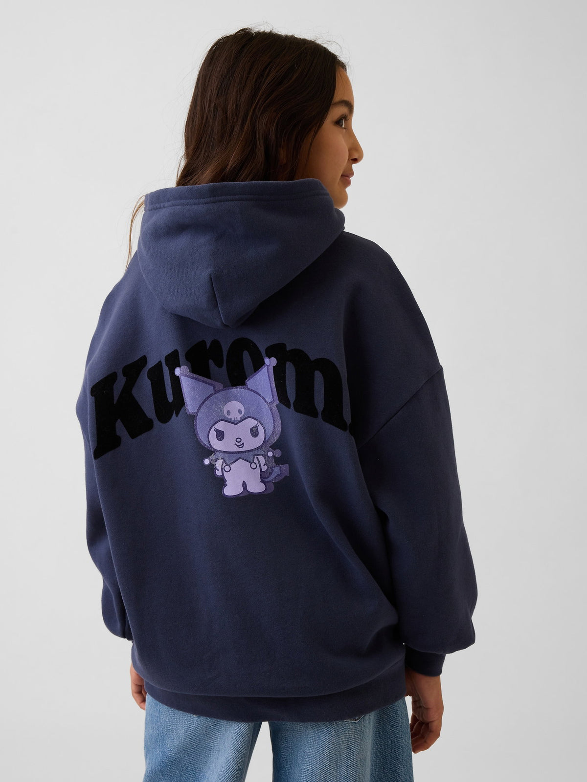 Lacivert Vintagesoft Oversized Kuromi Baskılı Sweatshirt