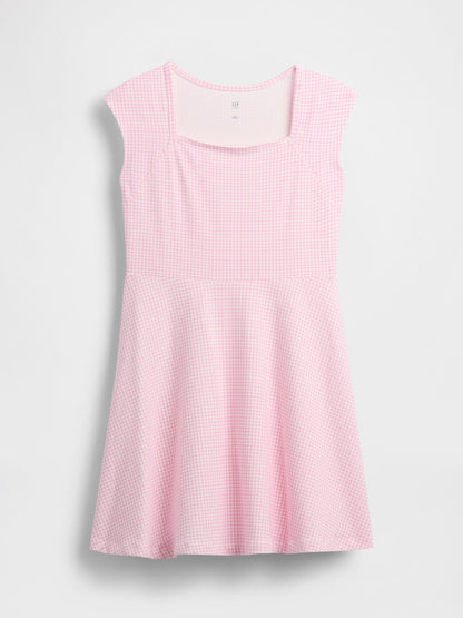 Pembe Jersey Kare Yaka Elbise
