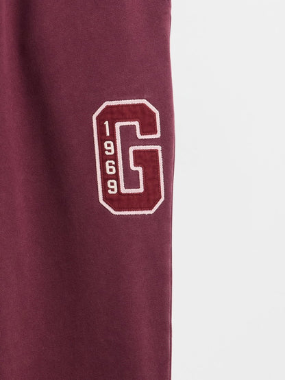 Bordo Heavyweight Relaxed Logo Pantolon