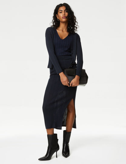 Fitilli Regular Fit Midi Etek
