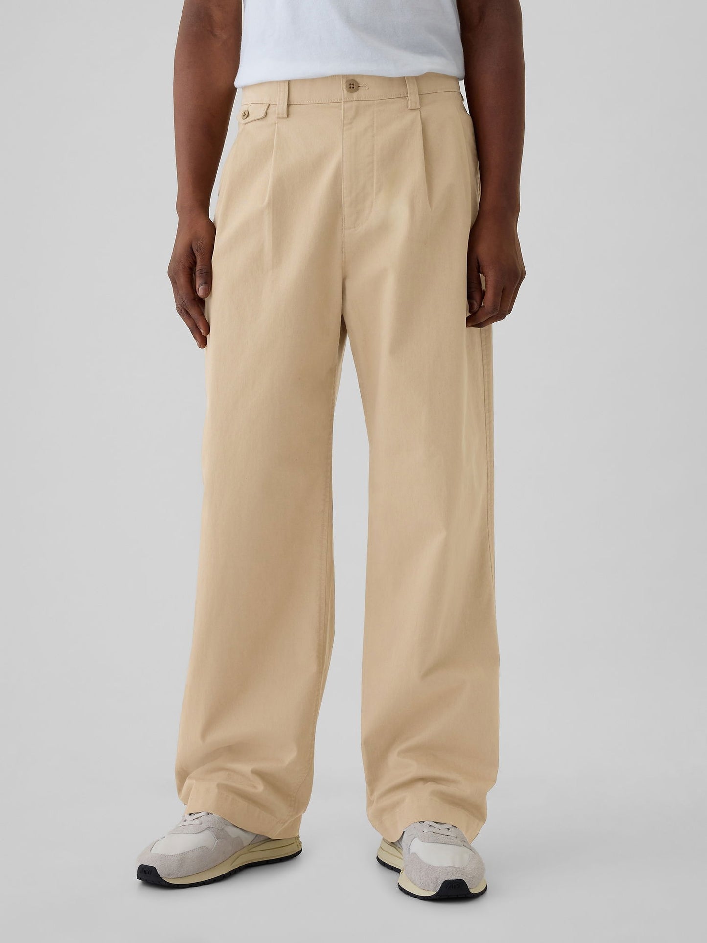 Bej Modern Pile Detaylı Baggy Fit Khaki Pantolon