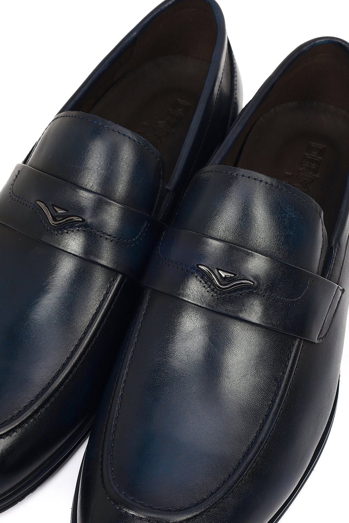 Derimod Black Erkek Lacivert Deri Klasik Loafer