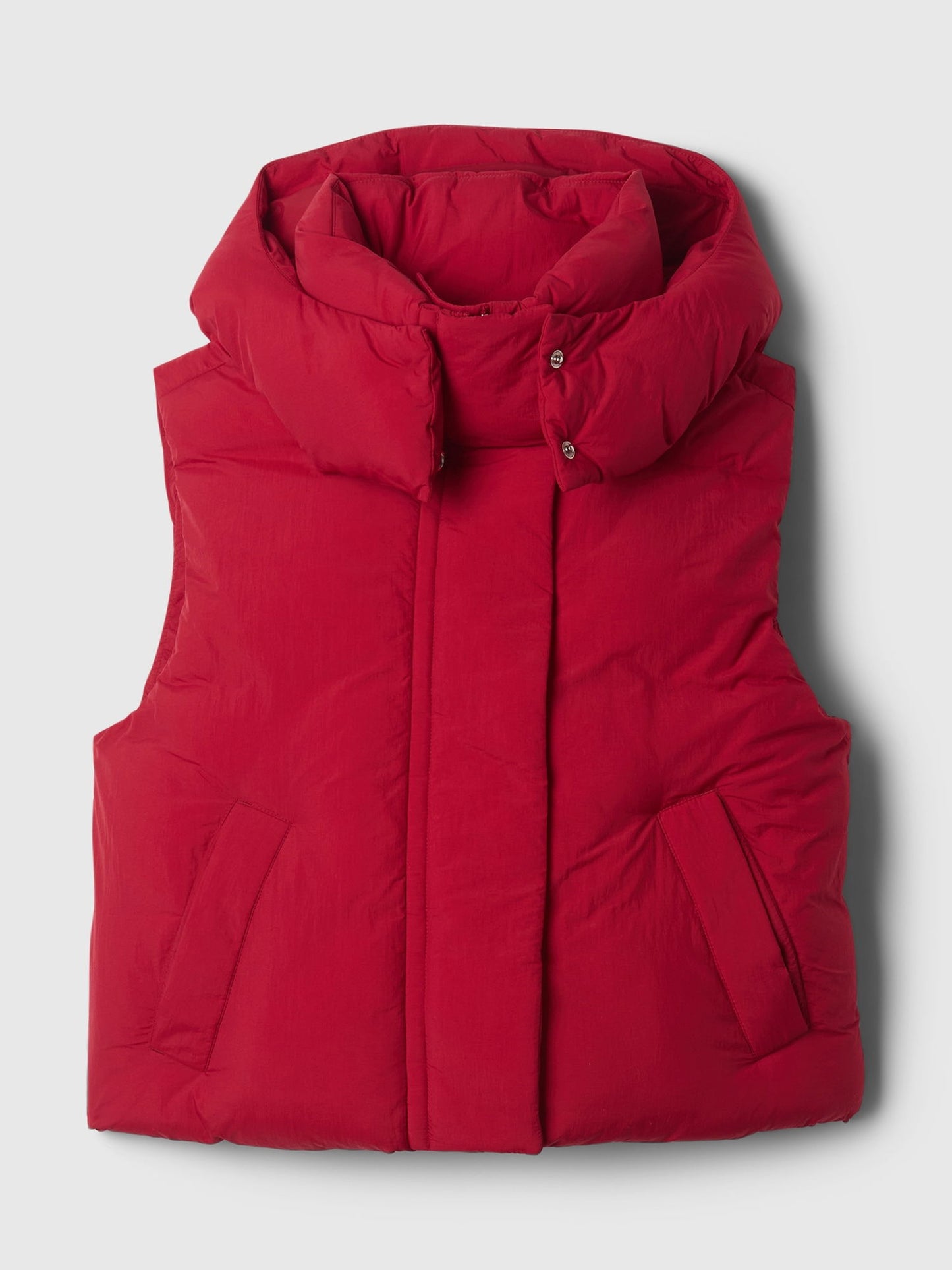 Kırmızı Crop Puffer Şişme Yelek