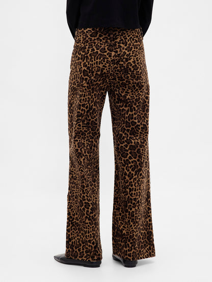 Kahverengi High Rise Kadife Stride Wide-leg Jean Pantolon