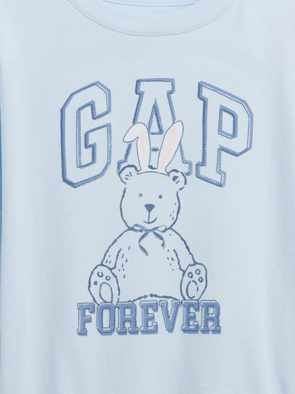 Açık Mavi Oversized Grafik Logo T-shirt