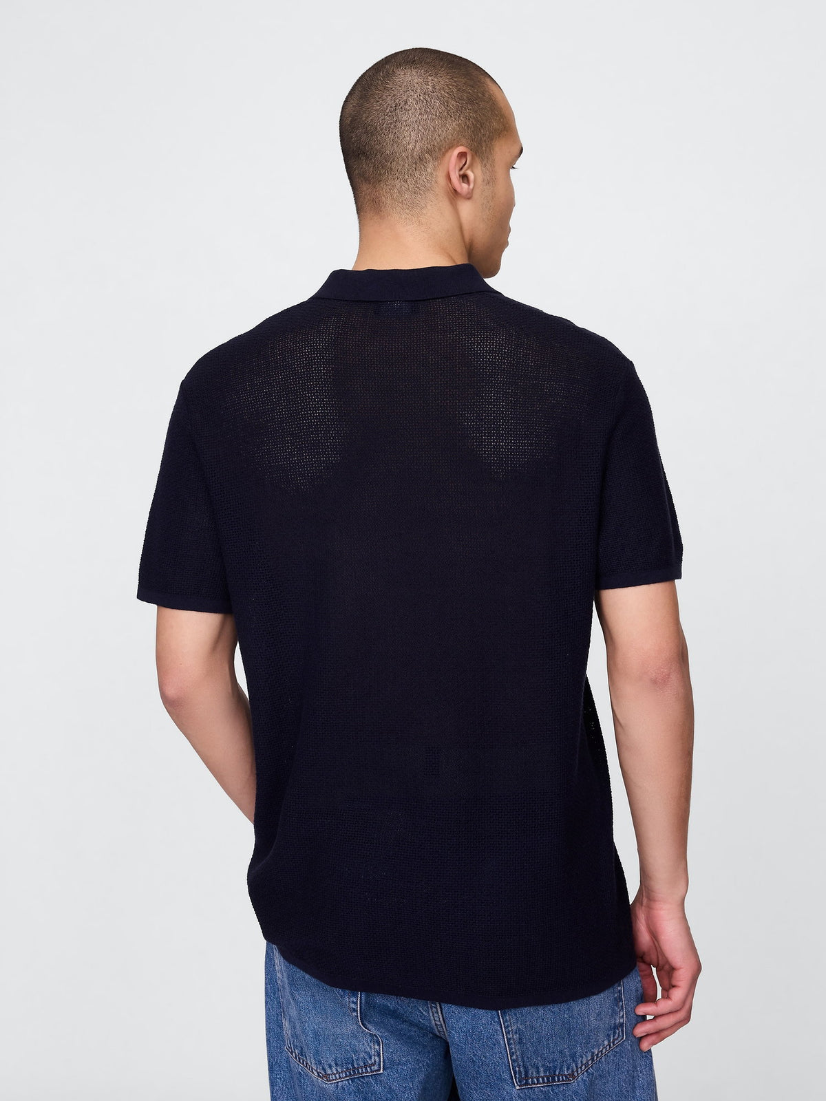 Koyu Gri Dokulu Kroşe Polo T-shirt