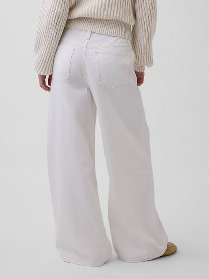 Beyaz Low Rise Ultrasoft Extra Baggy Jean Pantolon