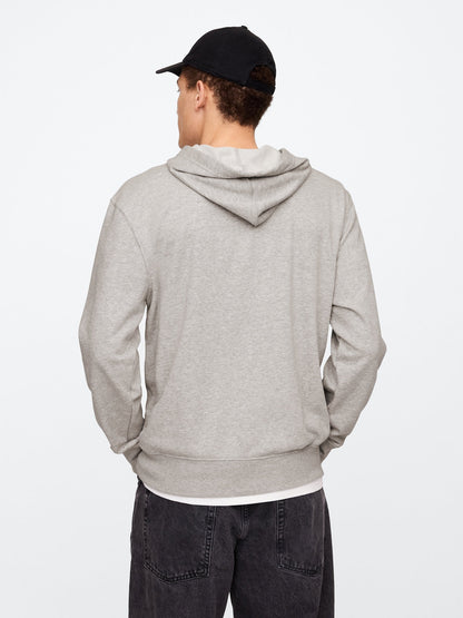 Gri Gap Logo Fermuarlı Fransız Havlu Kumaş Sweatshirt