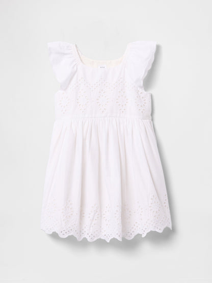 Beyaz Broderie Detaylı Elbise