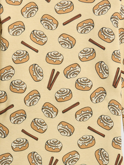 Sarı Cinnamon Grafik Baskılı Pijama Takımı
