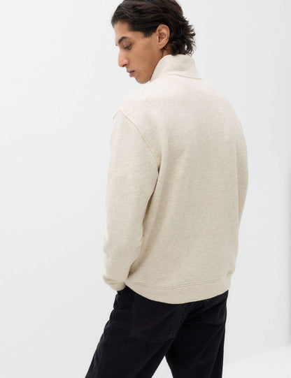 Dik Yaka Düğmeli Sweatshirt