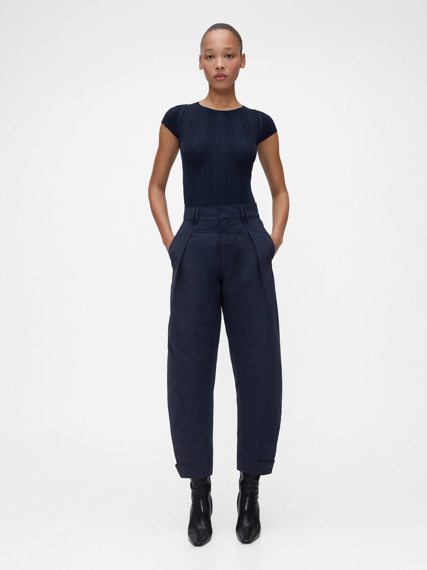 Lacivert Gapstudio High Rise Barrel Pantolon