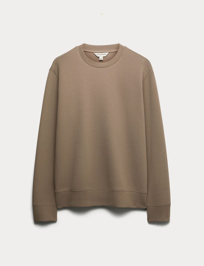 Pamuk Karışımlı Bisiklet Yaka Sweatshirt