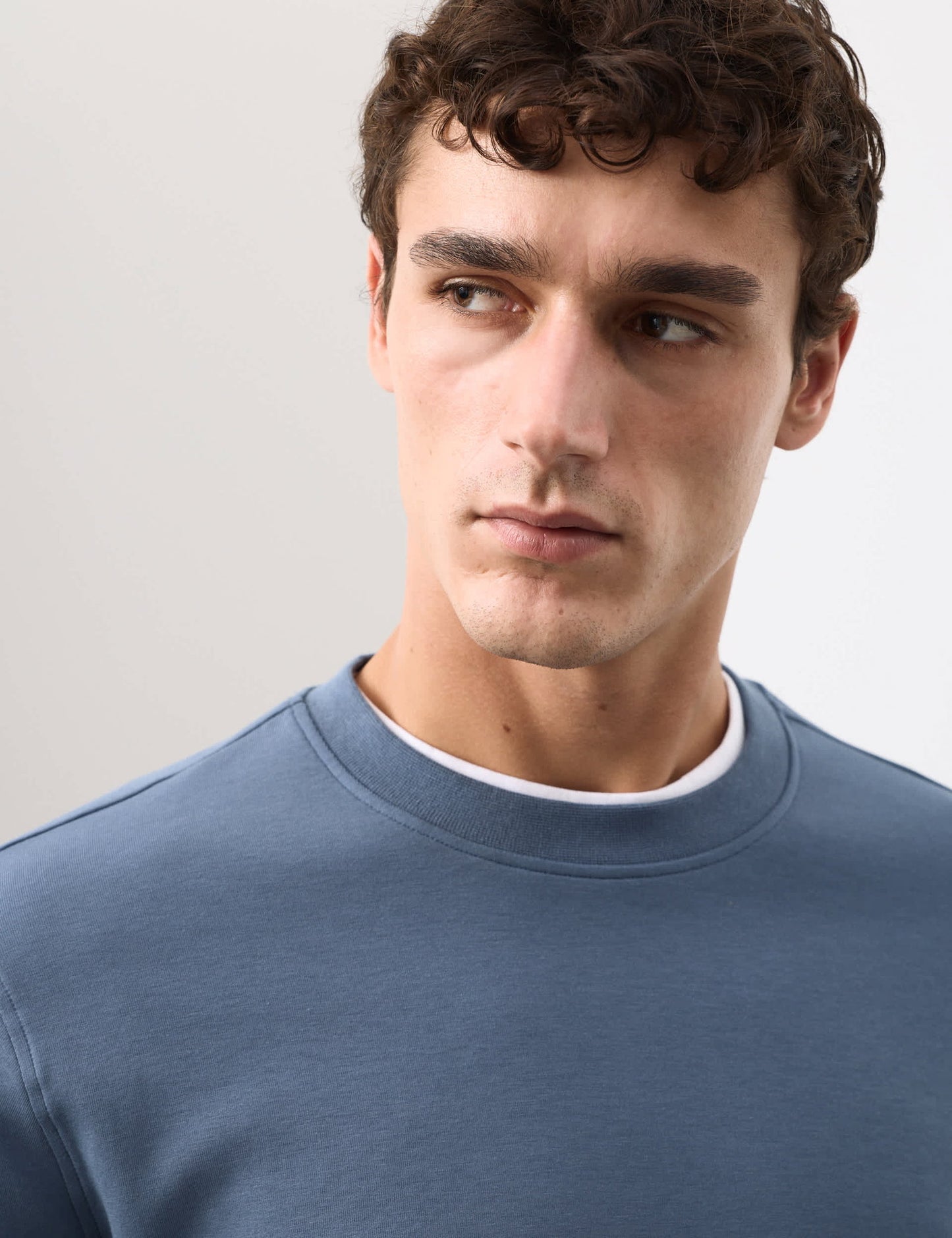 Pamuk Karışımlı Bisiklet Yaka Sweatshirt