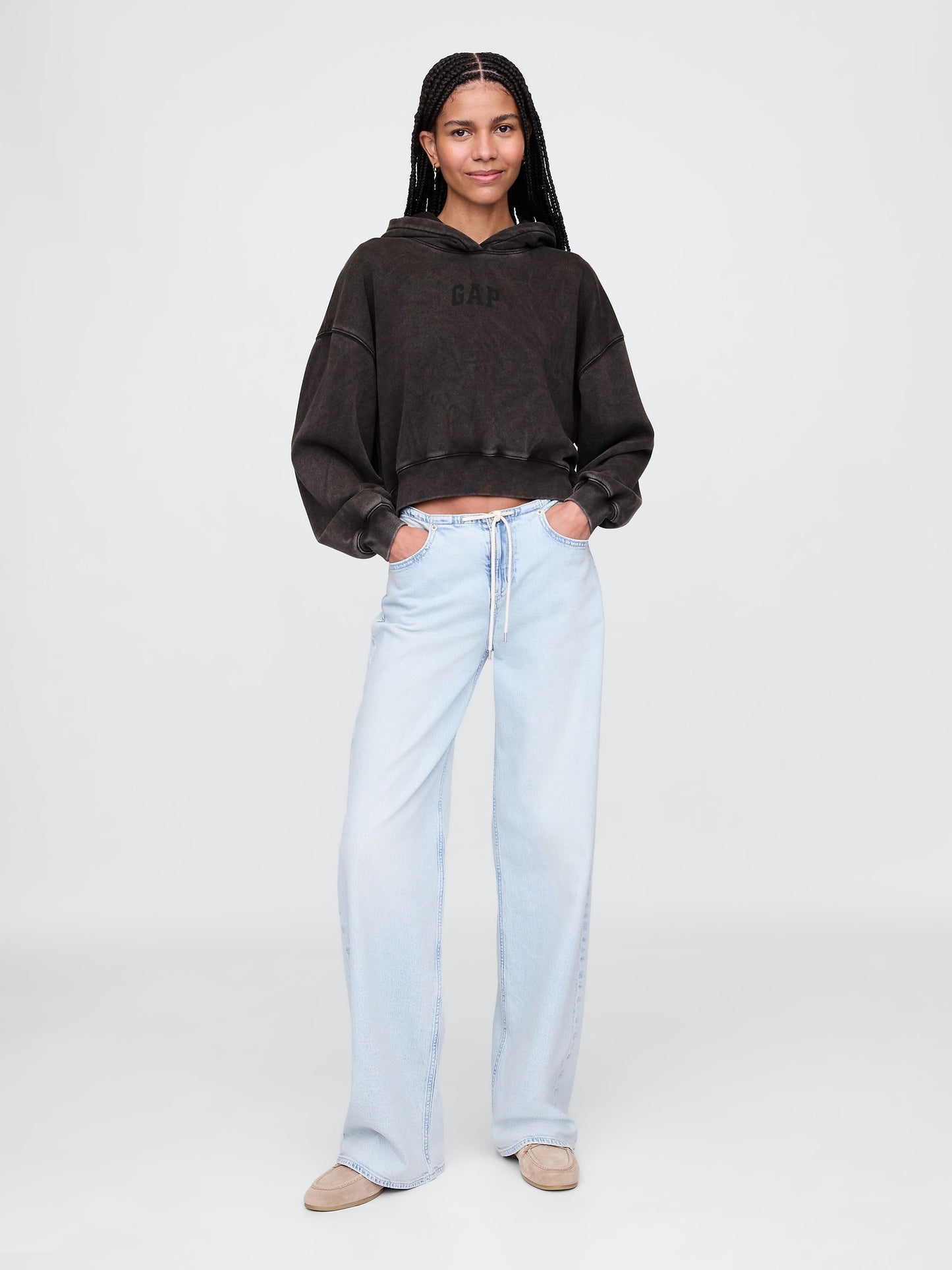 Siyah Vintagesoft Crop Logo Sweatshirt