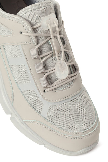 Kadın Gri Bağcıklı Kalın Tabanlı Sneaker