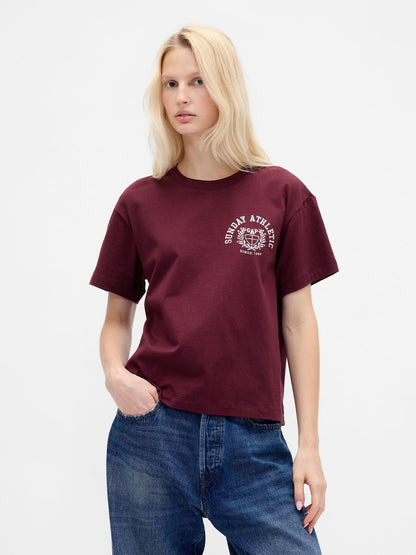 Bordo Relaxed Grafik Logo T-shirt