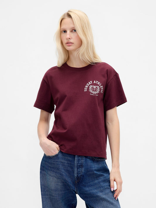 Bordo Relaxed Grafik Logo T-shirt