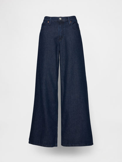 Koyu Mavi Mid Rise Ultrasoft Baggy Jean Pantolon