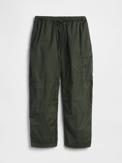 Haki Mid Rise Twill Easy Barrel Utility Pantolon