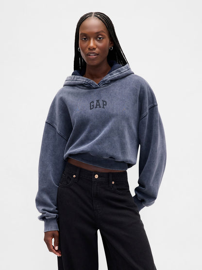 Lacivert Vintagesoft Crop Logo Sweatshirt