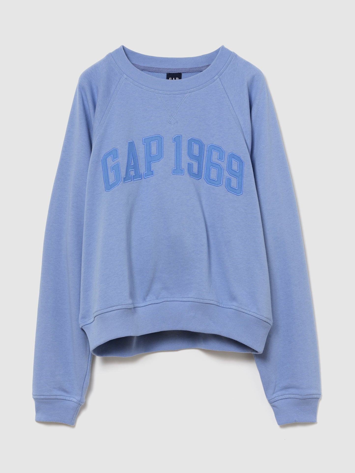Açık Mavi Fransız Havlu Kumaş Raglan Logo Sweatshirt