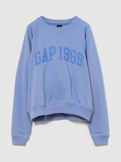 Açık Mavi Fransız Havlu Kumaş Raglan Logo Sweatshirt