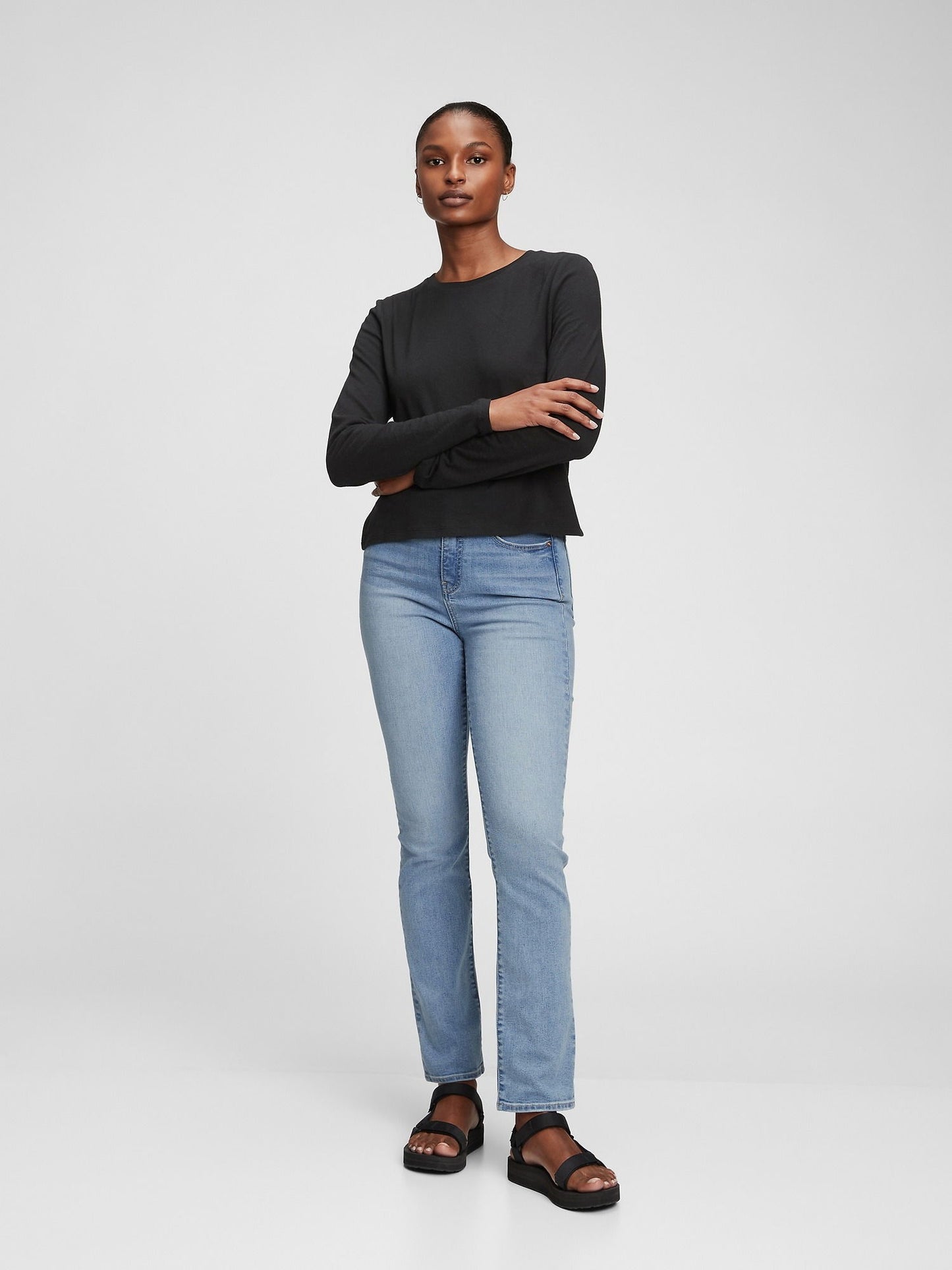 Açık Mavi High Rise Washwell™ Classic Straight Jean Pantolon